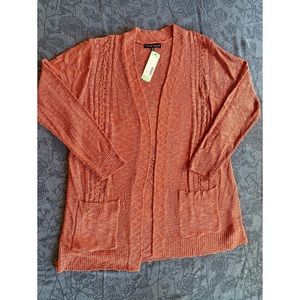 Two pocket pointelle cardigan - Coral